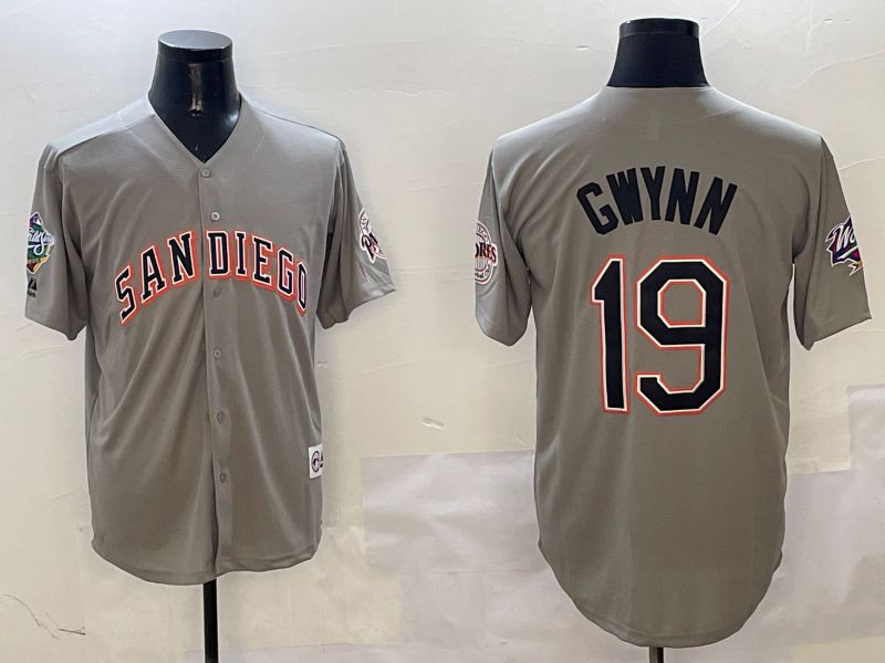 Men San Diego Padres #19 Gwynn Grey Throwback Game 2025 Nike MLB Jersey style 3121->san diego padres->MLB Jersey